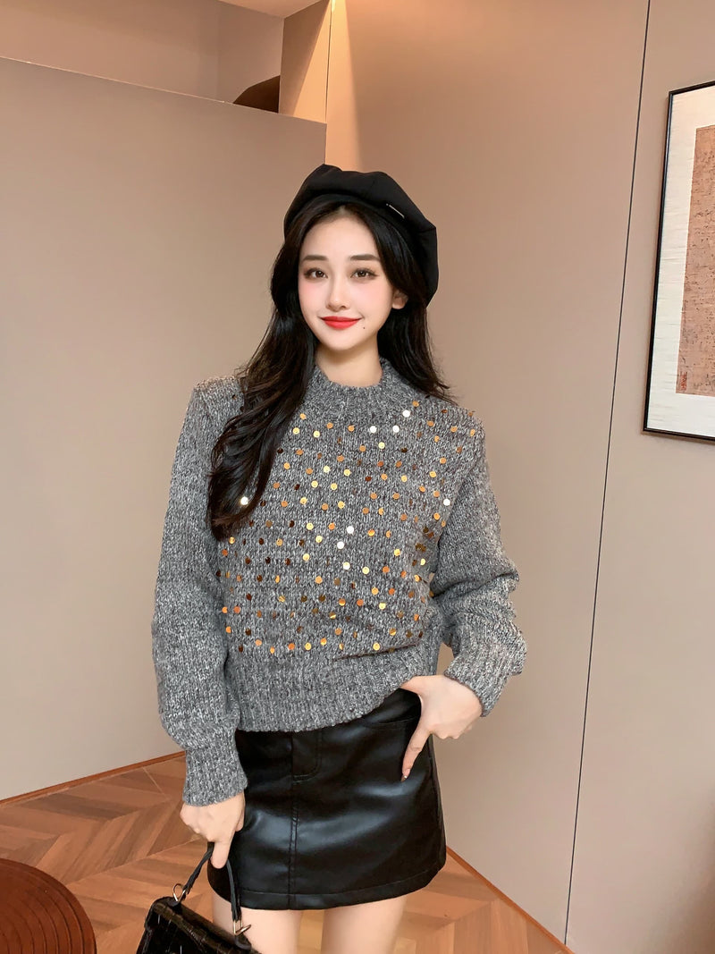 Adele Statement Woolen Sweater with Sequin Detail