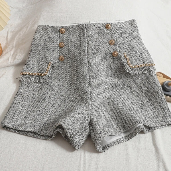 Sula Premium Tweed Shorts with Buttons