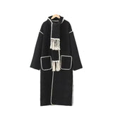 Laura Long Oversized Woolen Jacket with Scarf