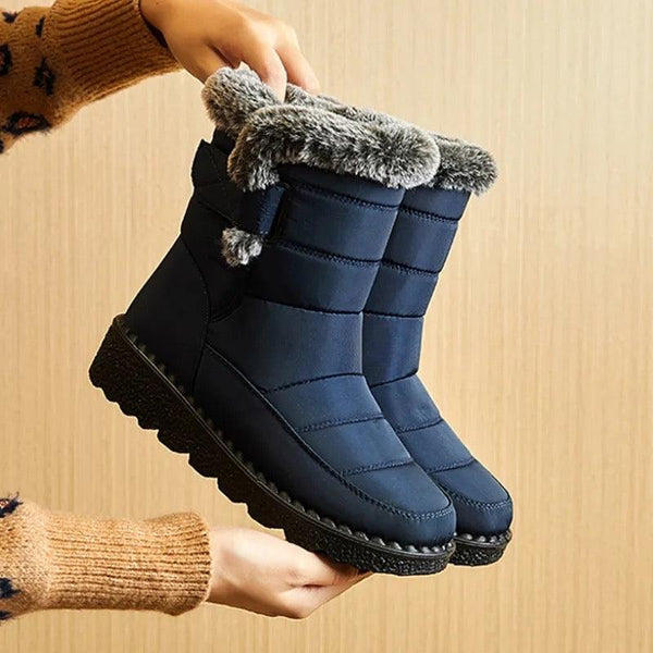 Women Winter Warm Snow Boots Fur Lined Lace Up Ankle Boots Waterproof Shoes  Plus