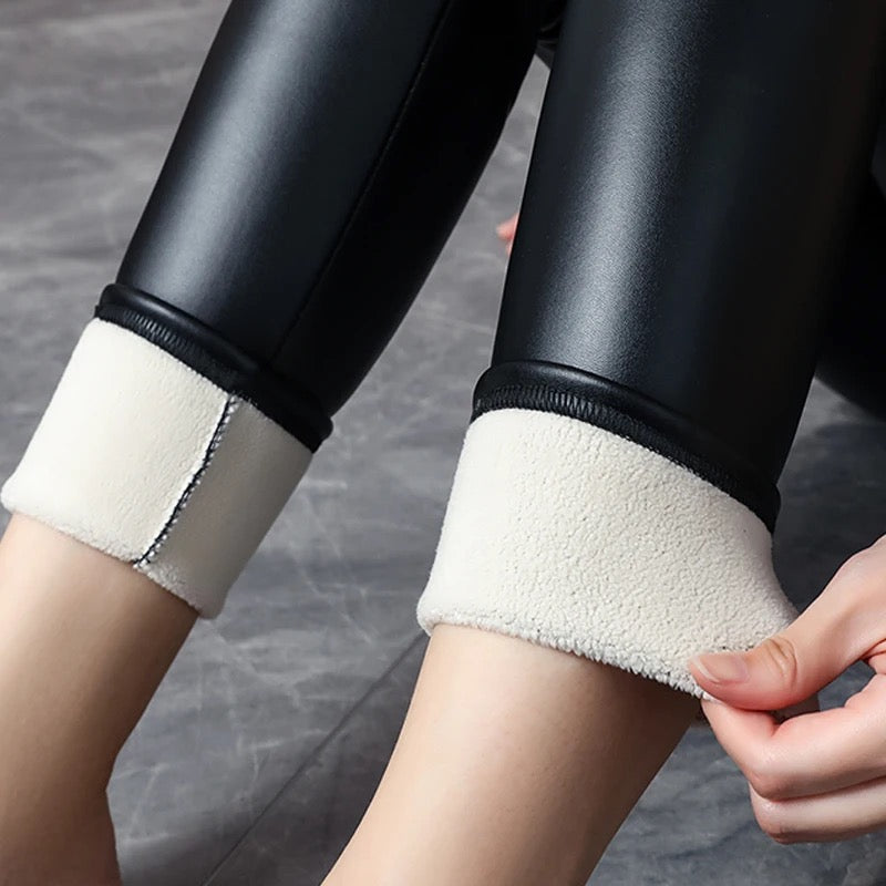 Roy Leather Slimming Premium Fleece Leggings