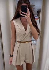 Vaco Statement Romper with belt