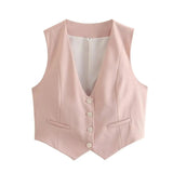 Helen Statement Vest Tops in Peach - Alamode By Akanksha