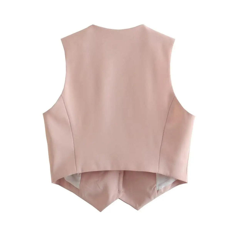 Helen Statement Vest Tops in Peach - Alamode By Akanksha