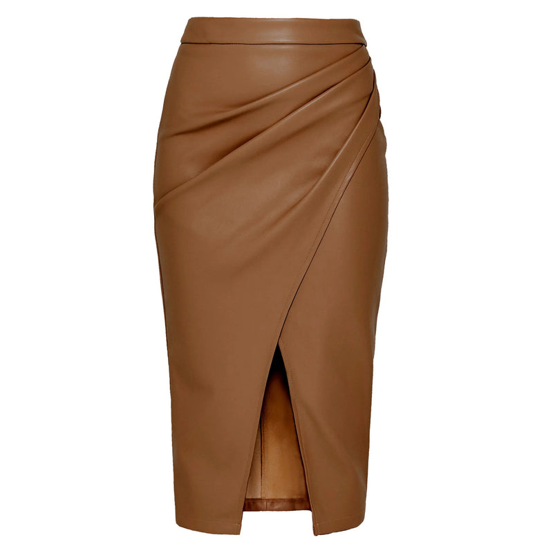 Meredith Statement Leather Midi Skirt