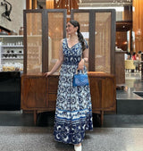 Wester Porcelain Print Maxi Dress