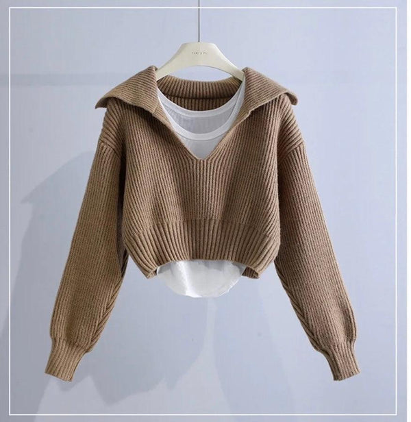 Soft-touch cropped sweater - Women's fashion