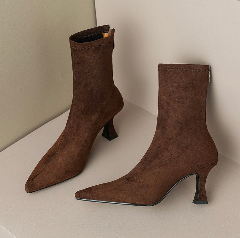 Ambrose Short Suede Pointed Ankle Boots