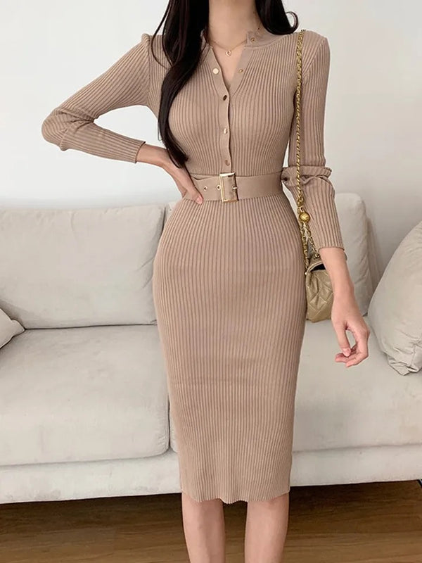 Serra Premium Woolen Midi Dress