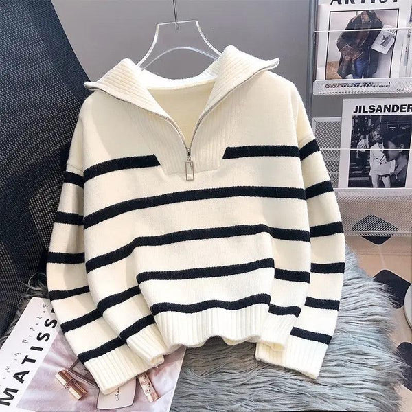 Sexy hot girl's crop top collared long-sleeved sweater