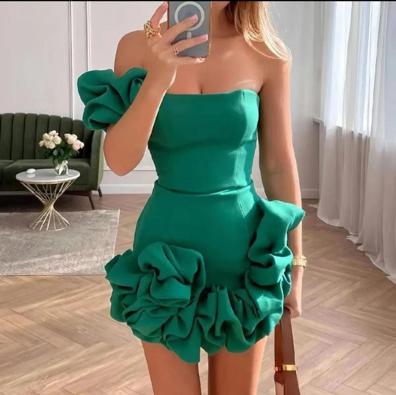 Diana One Shoulder Ruffled Dress