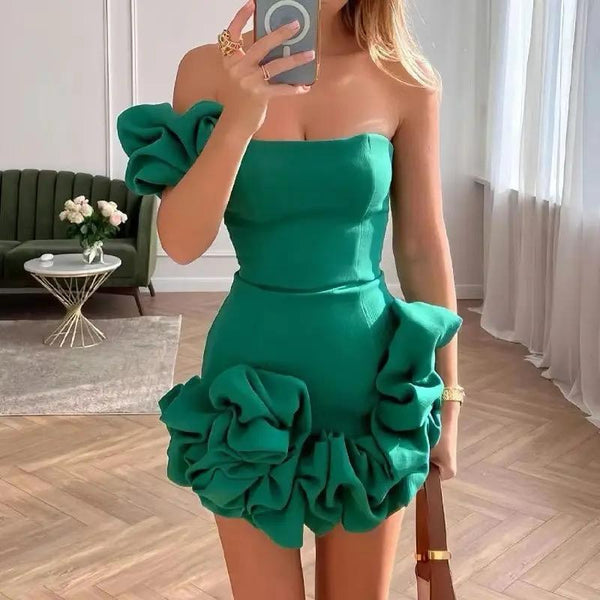 Diana One Shoulder Ruffled Dress