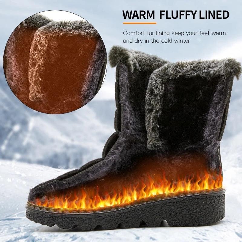 Waterproof Winter Women Shoes Snow Boots Fur-lined Slip On Warm