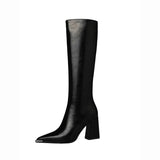 James Knee High Pointed Leather Boots