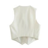 Hubako Statement Vest Tops in White - Alamode By Akanksha