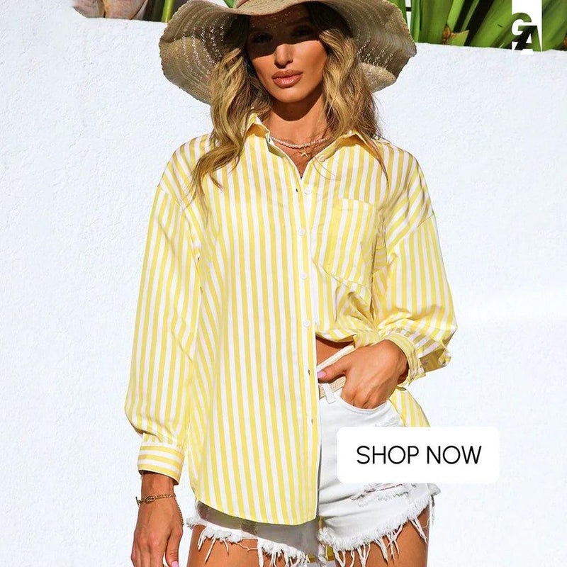 Lotus Striped Summer Oversized Shirt - Alamode By Akanksha