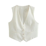 Hubako Statement Vest Tops in White - Alamode By Akanksha