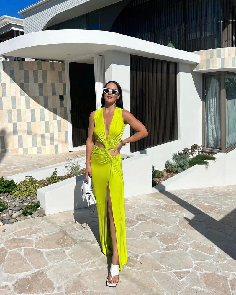 Maistro Neon Slit Maxi Dress