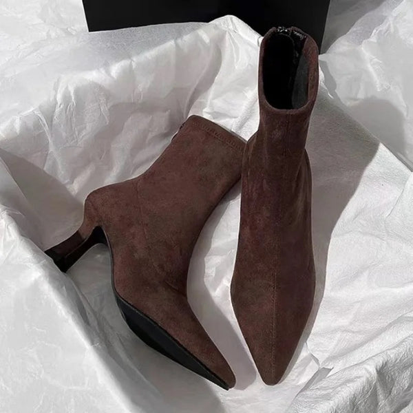 Ambrose Short Suede Pointed Ankle Boots