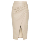 Meredith Statement Leather Midi Skirt