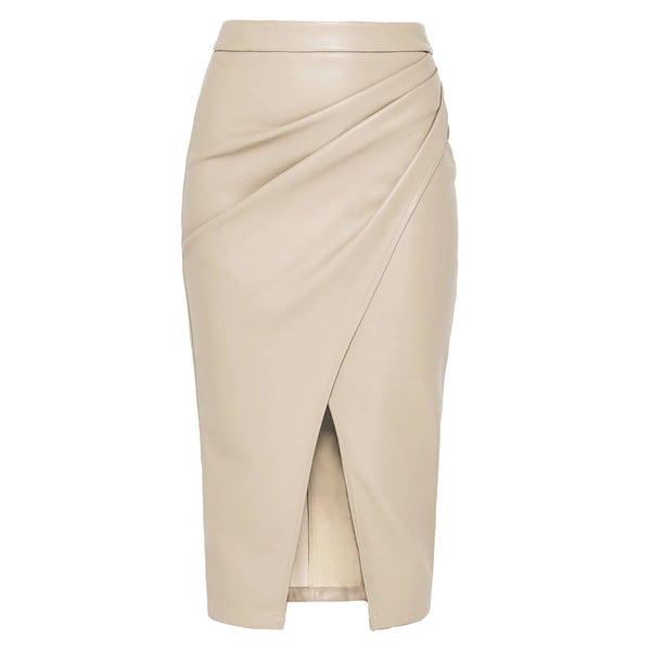 Meredith Statement Leather Midi Skirt