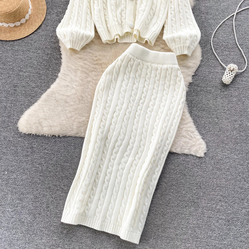 Crystella  Winter Coord Set - Set of Sweater and Skirt