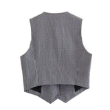 Gingham Print Statement Vest Tops - Alamode By Akanksha