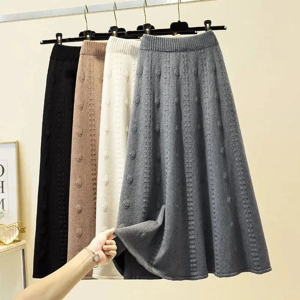 Semeah Statement Woolen Pleated Skirt