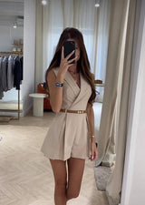 Vaco Statement Romper with belt