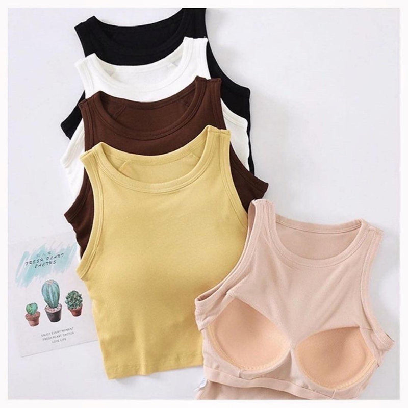 Summer Tops for Women 2023 Womens Tank Tops with Built in Bra One Shoulder  Double Seamless Backless Crop Tank Tops : : Sports & Outdoors