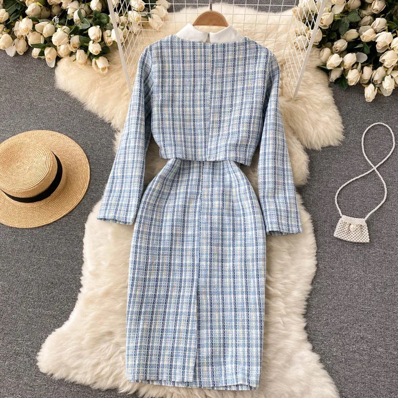 Harlyn Elegant Dress - Set of Premium Jacket and Tweed Dress