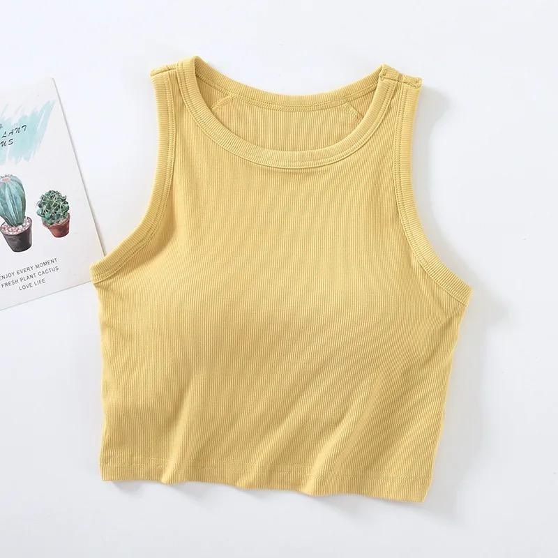 Buy Women Built-in Padded Camisole Yoga Bra Longline Adjustable Shirts  Sleeveless Fitness Crop Tank Top Online at desertcartINDIA