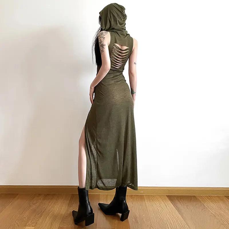 Solene Statement Dress in Olive