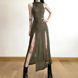 Solene Statement Dress in Olive