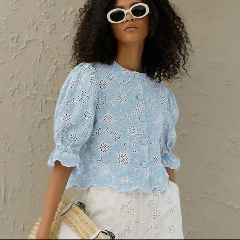 Coral Eyelet  Summer Top