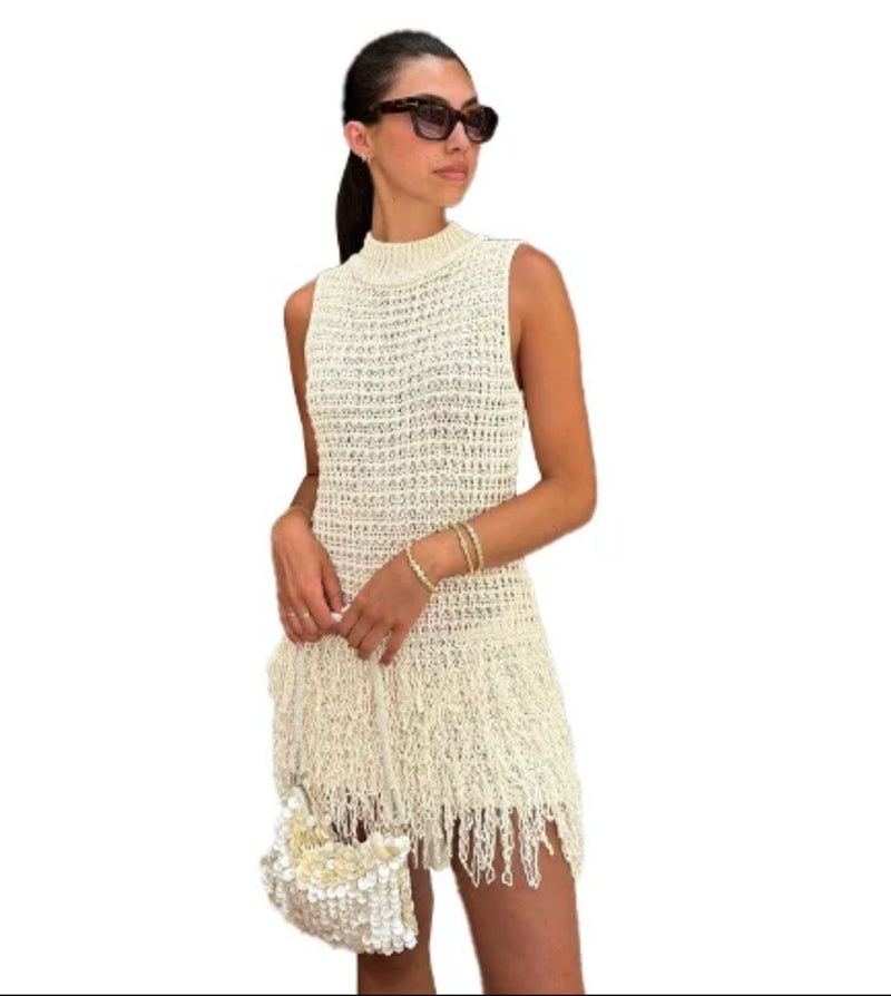 Milos Tasseled Soft Crochet Dress