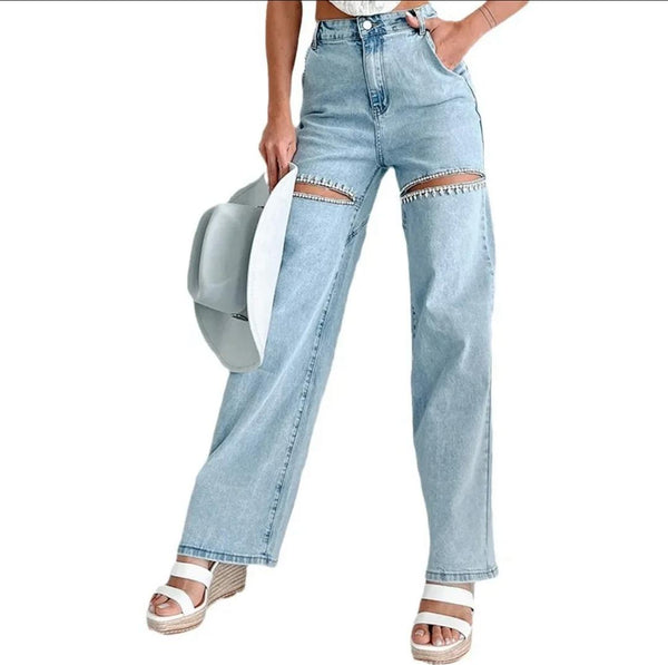 Liza Rhinestone Statement Denim Jeans