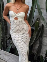 Louis Offshoulder Crochet Dress-Resortwear