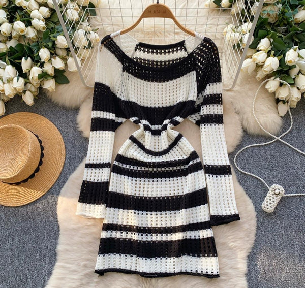 Raven Striped Crochet Dress