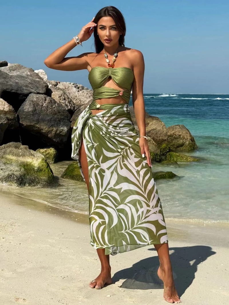 Renif Swimsuit With Sarong Skirt