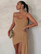 Helois Tube Party Dress In Gold