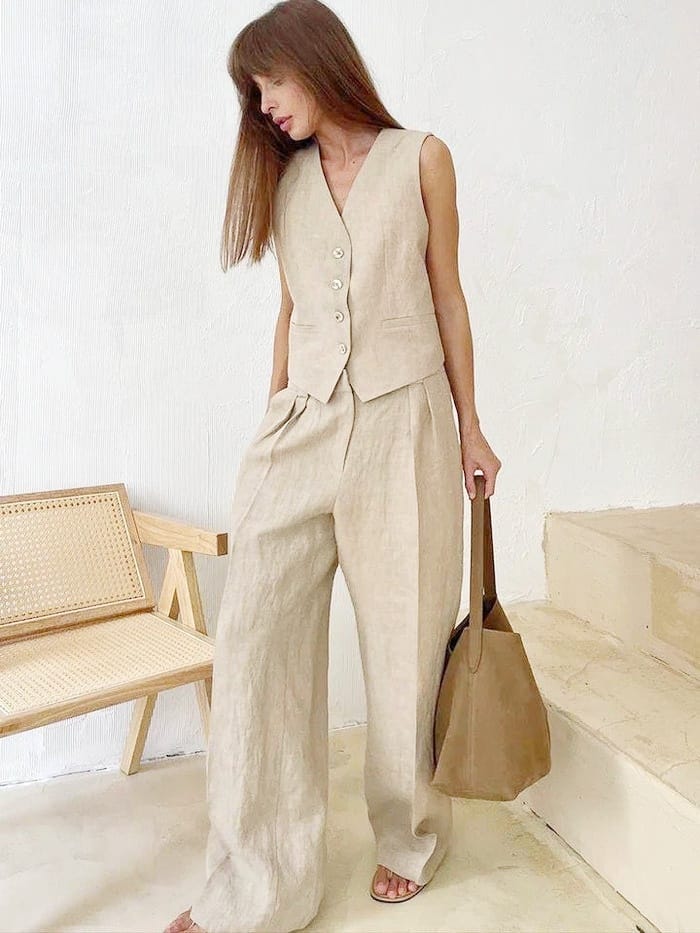 Hodor Statement Linen Vest Suit with Pants