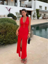 Erina Crochet Slit Maxi Dress