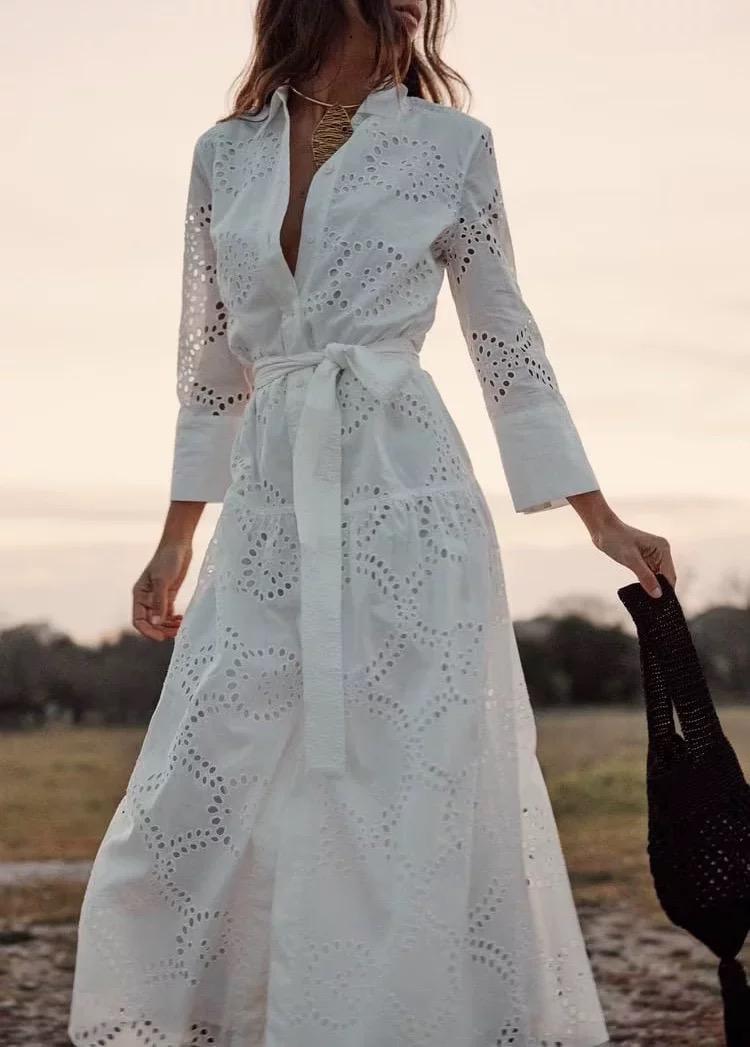 Filly Cotton Eyelet Summer Midi Dress