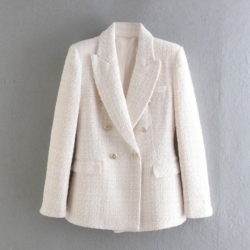 Deborah Statement Tweed Blazer in White