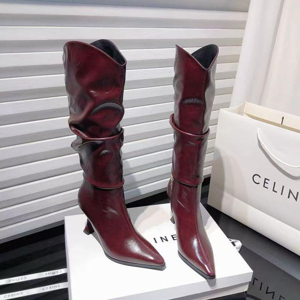 Miela Knee High Pointed Leather Boots