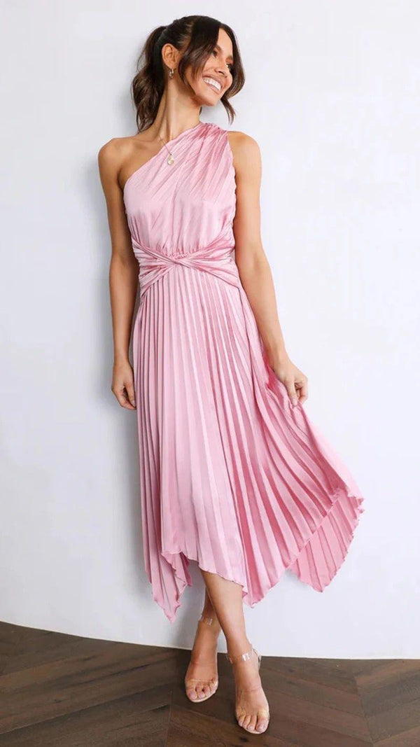 Plus Size Pink Satin Dress