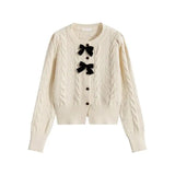 Maya Cute Woolen Sweater with Bow Detail