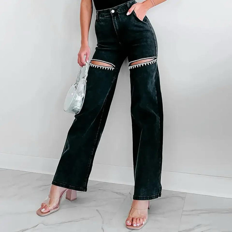 Liza Rhinestone Statement Denim Jeans