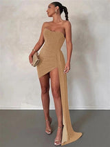 Helois Tube Party Dress In Gold